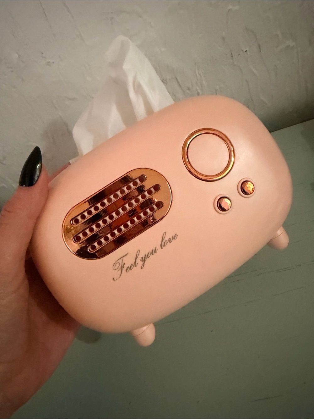 Retro Radio Tissue Box Holder Pink & Rose Gold Home Decor - Picture 2 of 8